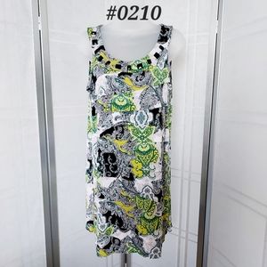 🤍Style & Co sleeveless dress green black layered paisley pattern *Medium